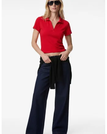 Tricou polo din amestec de modal, Rosu