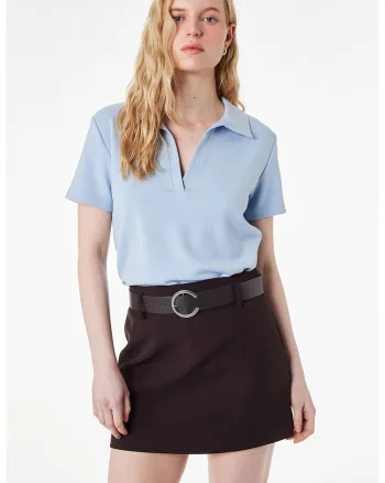 Tricou polo din amestec de modal, Albastru lavanda