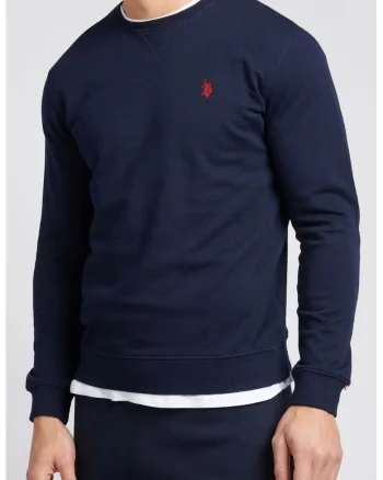 Pulover tricotat fin, cu logo brodat U.S Polo Assn. US42187035, Bleumarin