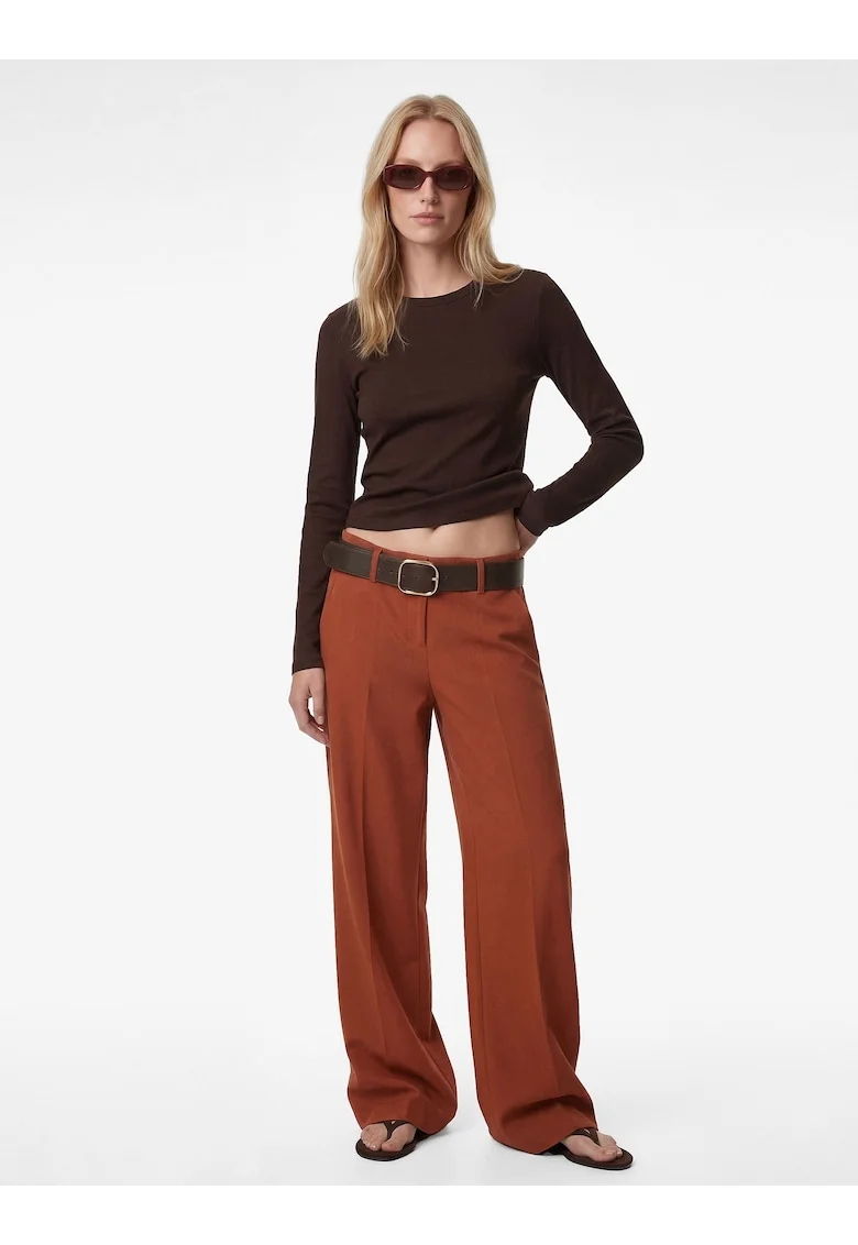 Pantaloni drepti cu curea, Caramiziu