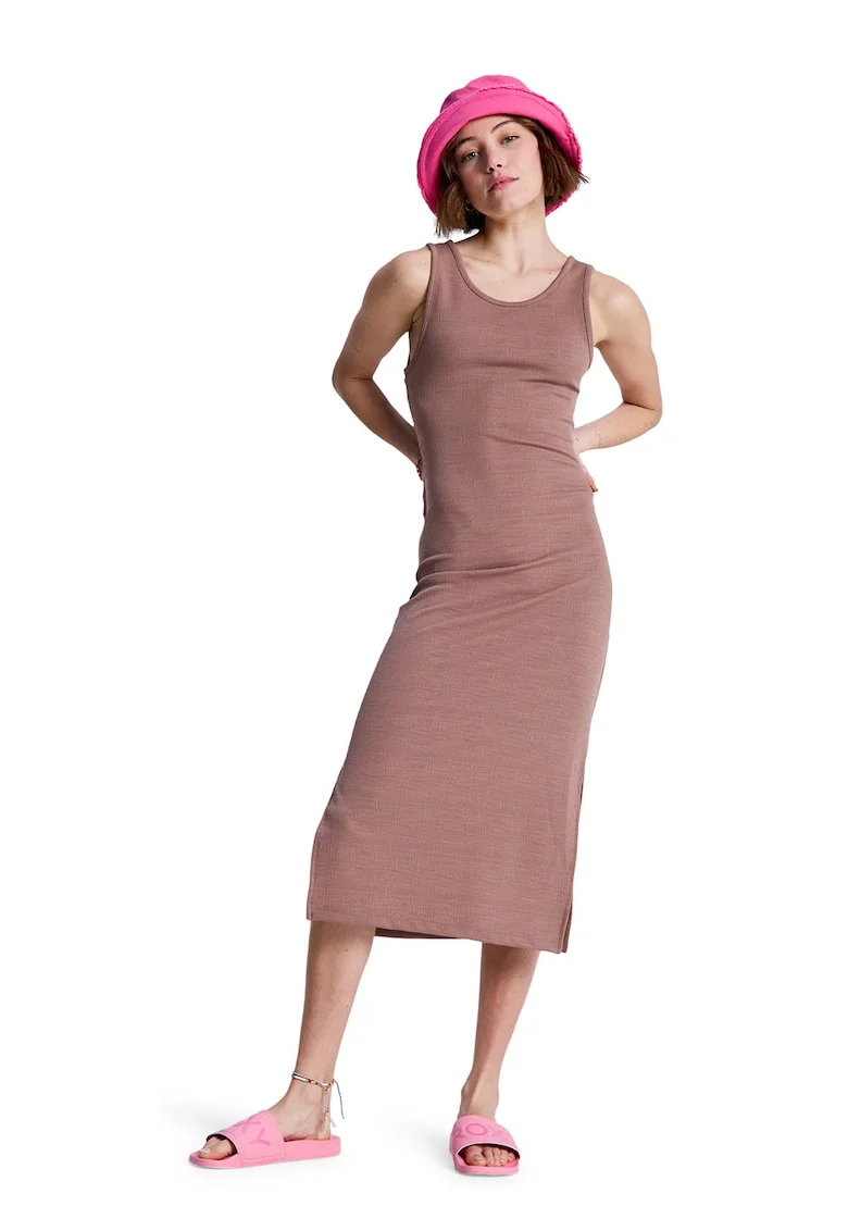 Rochie midi cambrata, Maro deschis