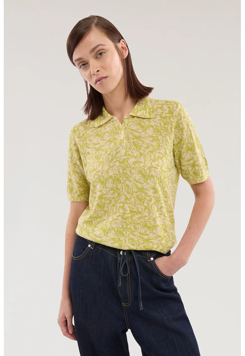 Tricou polo din amestec de lyocell, Verde masliniu/Maro deschis
