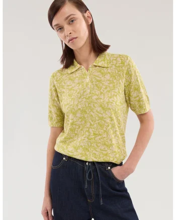 Tricou polo din amestec de lyocell, Verde masliniu/Maro deschis