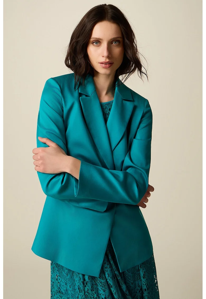 Sacou din lyocell cu model petrecut, Bleumarin