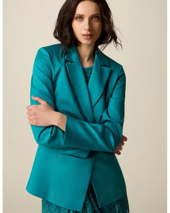 Sacou din lyocell cu model petrecut, Bleumarin