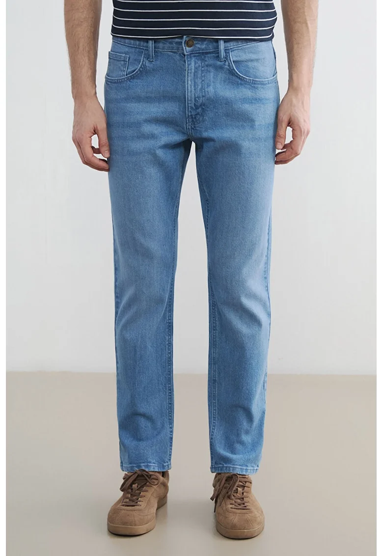 Blugi regular fit cu talie medie, Albastru