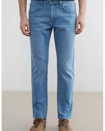 Blugi regular fit cu talie medie, Albastru