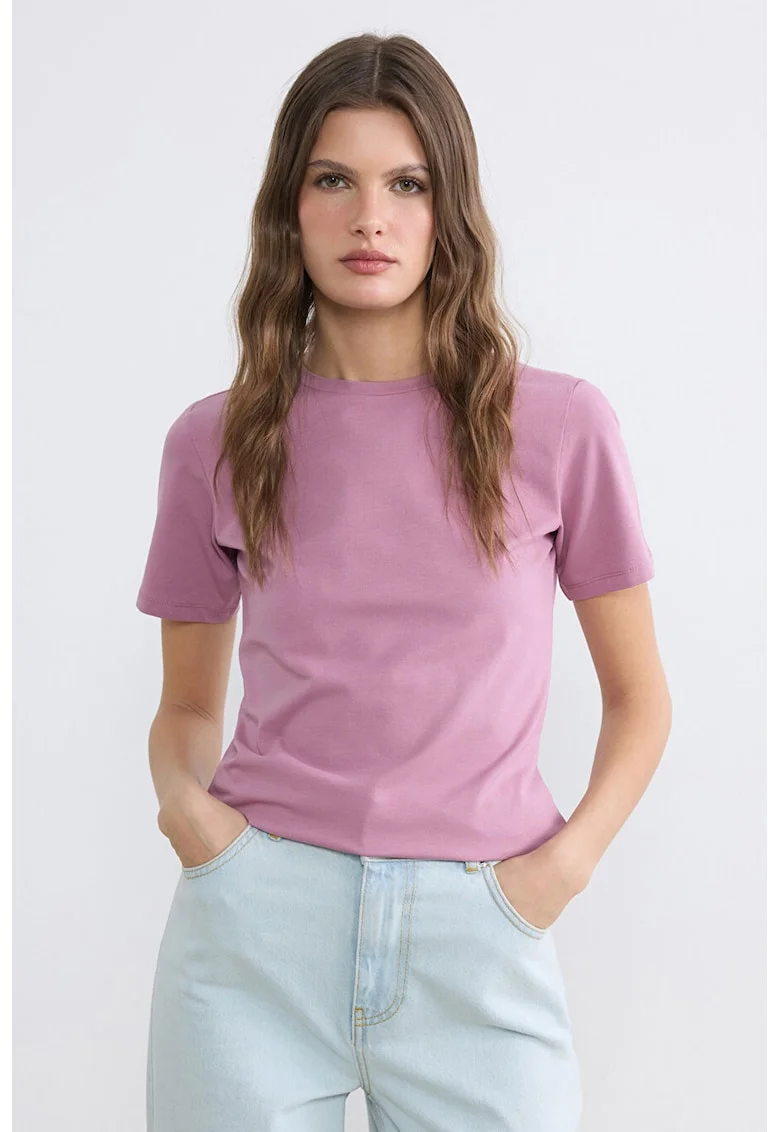 Tricou slim-fit cu model uni, Lila