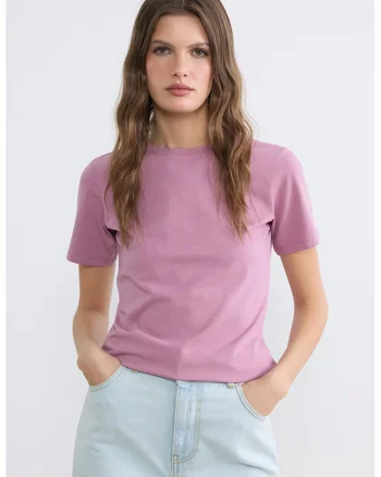Tricou slim-fit cu model uni, Lila