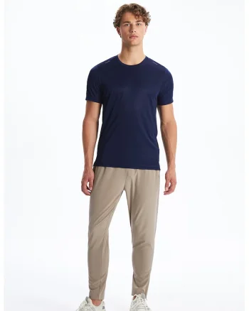 Pantaloni conici cu talie elastica, Maro deschis