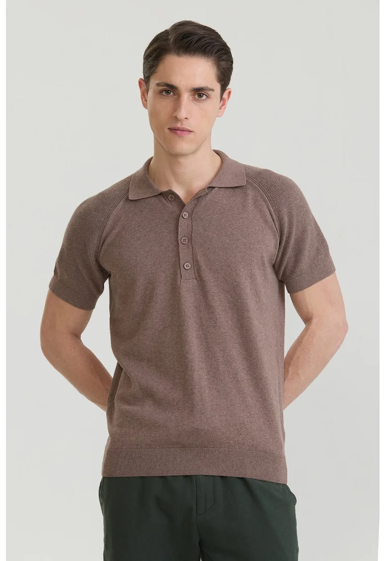 Tricou polo cu maneci raglan, Maro deschis