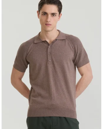 Tricou polo cu maneci raglan, Maro deschis