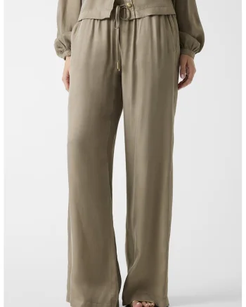 Pantaloni chino drepti din amestec de lyocell cu snur, Maro deschis