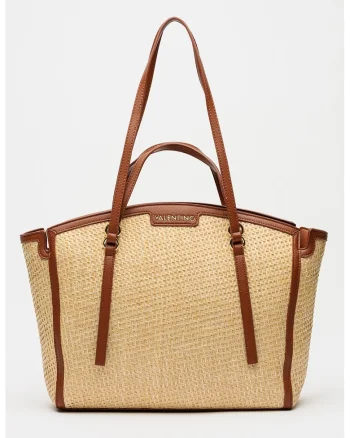 Geanta shopper cu detalii logo, Maro inchis/Maro deschis