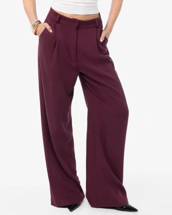 Pantaloni cu croiala ampla Naia, Visiniu