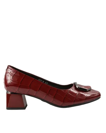 Pantofi eleganti, dama,  0059-15 bordo, piele lacuita, cu toc, Visiniu