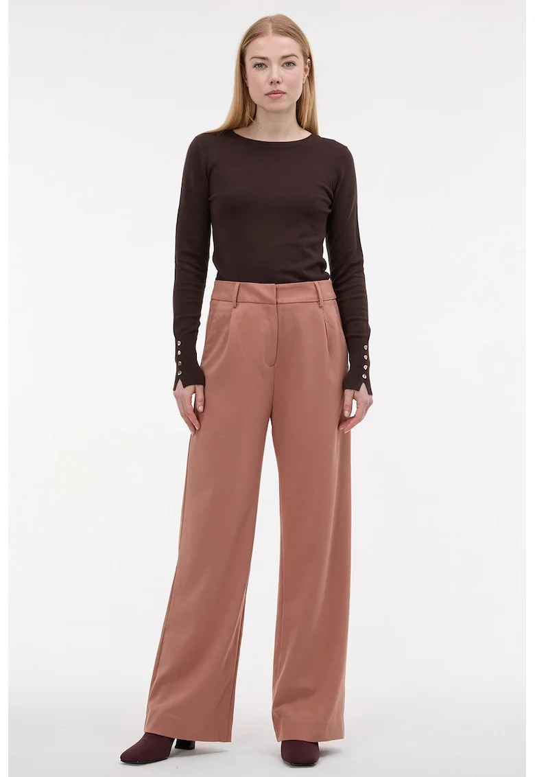 Pantaloni eleganti cu buzunare oblice, Maro deschis