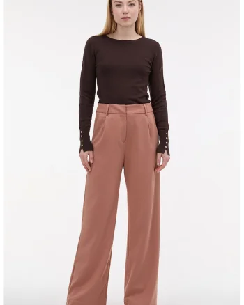 Pantaloni eleganti cu buzunare oblice, Maro deschis