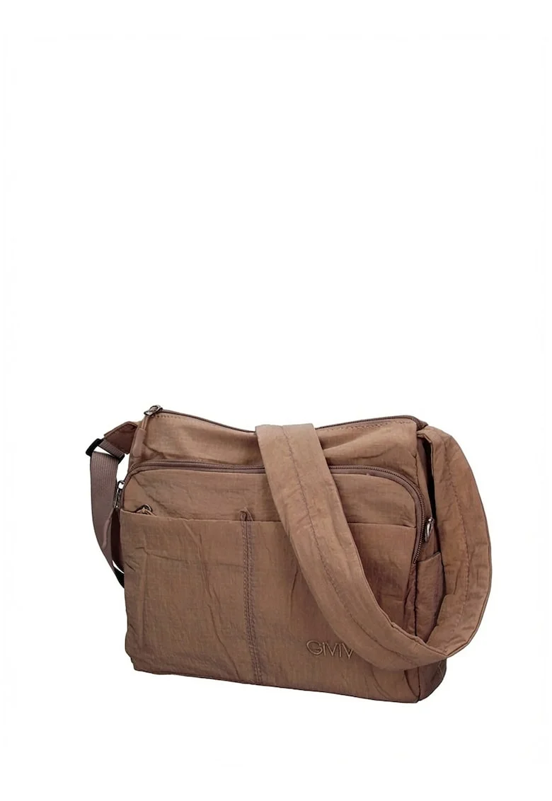 Geanta din textil cu bareta ajustabila de umar Novara Chic, Maro deschis