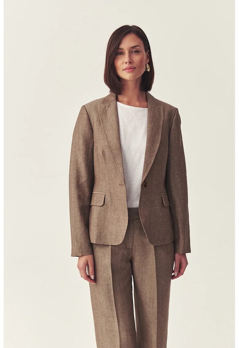 Sacou slim fit din amestec de lana si in Remala, Maro deschis