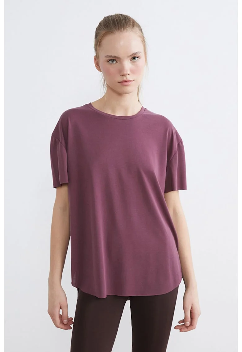 Tricou supradimensionat din amestec de modal, Violet pruna