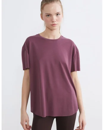 Tricou supradimensionat din amestec de modal, Violet pruna