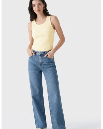 Top slim fit cu model uni, Portocaliu deschis