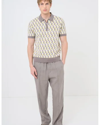 Pantaloni regular fit din amestec de in Cino, Maro deschis