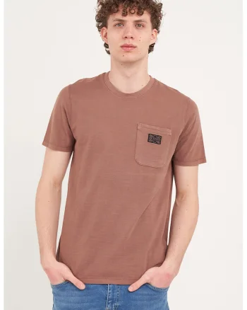 Tricou regular fit cu buzunar aplicat, Maro deschis