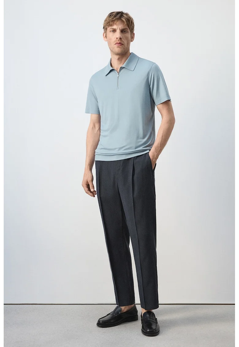 Tricou polo cu croiala regular-fit si model uni, Bleumarin