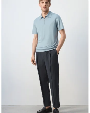 Tricou polo cu croiala regular-fit si model uni, Bleumarin