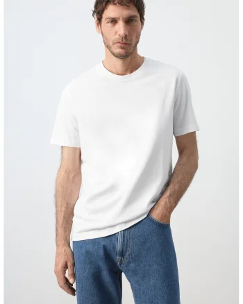 Tricou slim-fit cu model uni, Alb