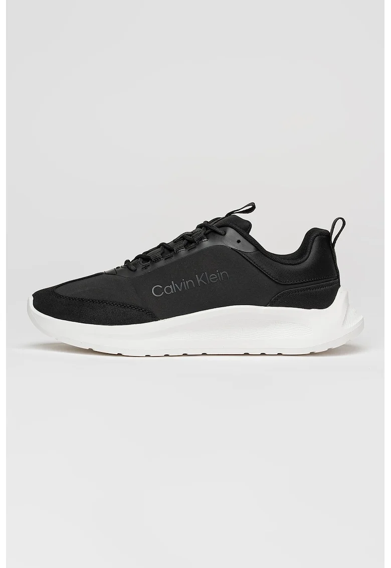 Pantofi sport cu insertii de piele intoarsa, Negru
