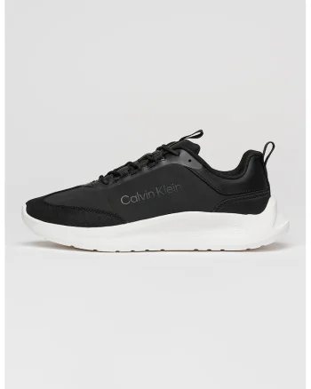 Pantofi sport cu insertii de piele intoarsa, Negru