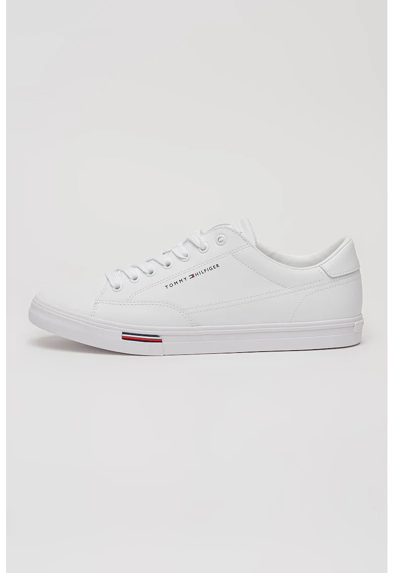 Pantofi psort low-cut de piele cu insertii de piele ecologica, Alb