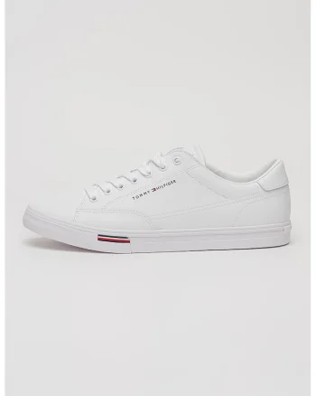 Pantofi psort low-cut de piele cu insertii de piele ecologica, Alb