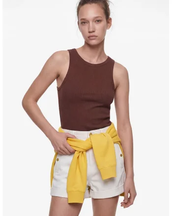 Top crop slim fit, Maro cognac