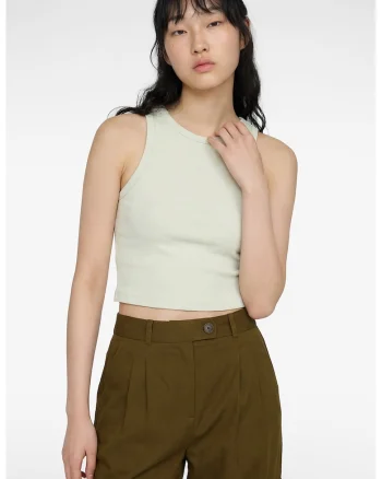 Top crop slim fit, Verde pal