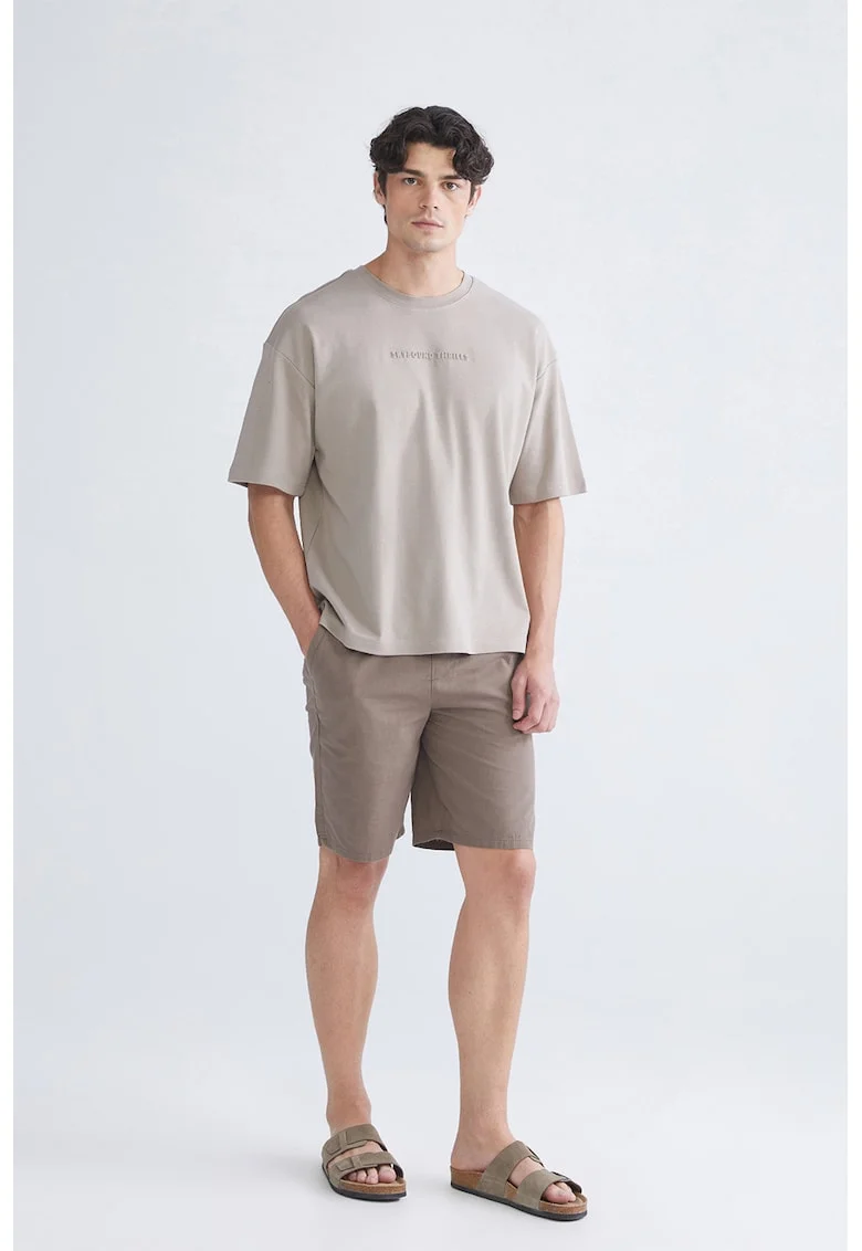 Pantaloni scurti din bumbac cu buzunare oblice frontale, Maro deschis