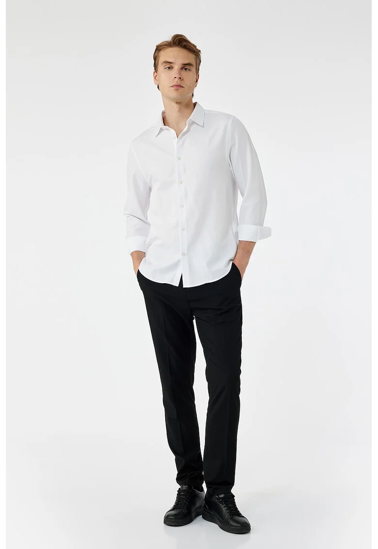 Camasa slim fit cu model uni, Alb