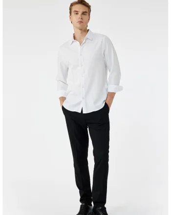 Camasa slim fit cu model uni, Alb