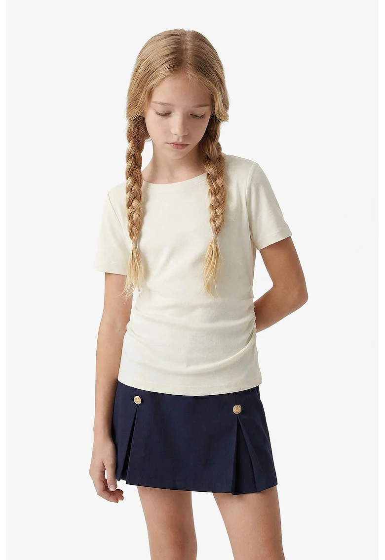 Tricou cu decolteu barcuta, Ecru