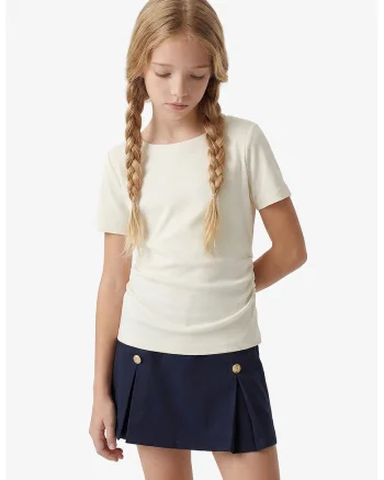 Tricou cu decolteu barcuta, Ecru