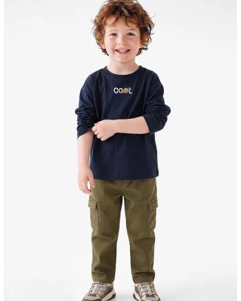 Bluza cu imprimeu text, Bleumarin