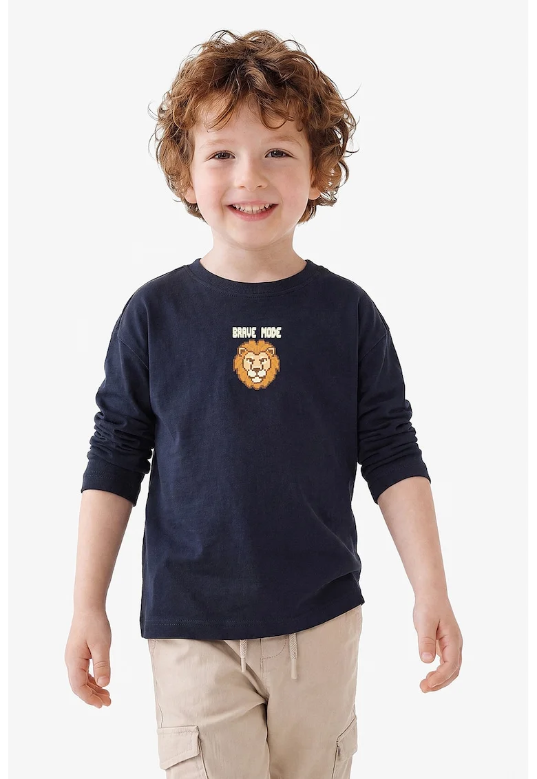 Bluza cu imprimeu cu leu, Bleumarin