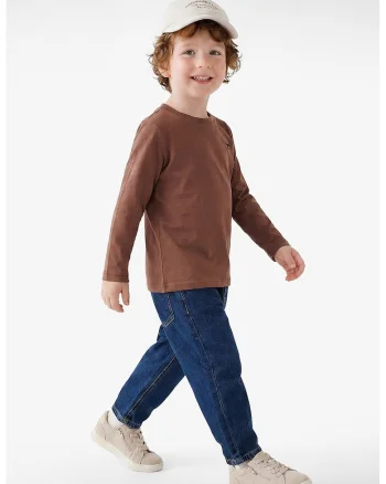 Blugi relaxed fit cu banda elastica in talie, Albastru