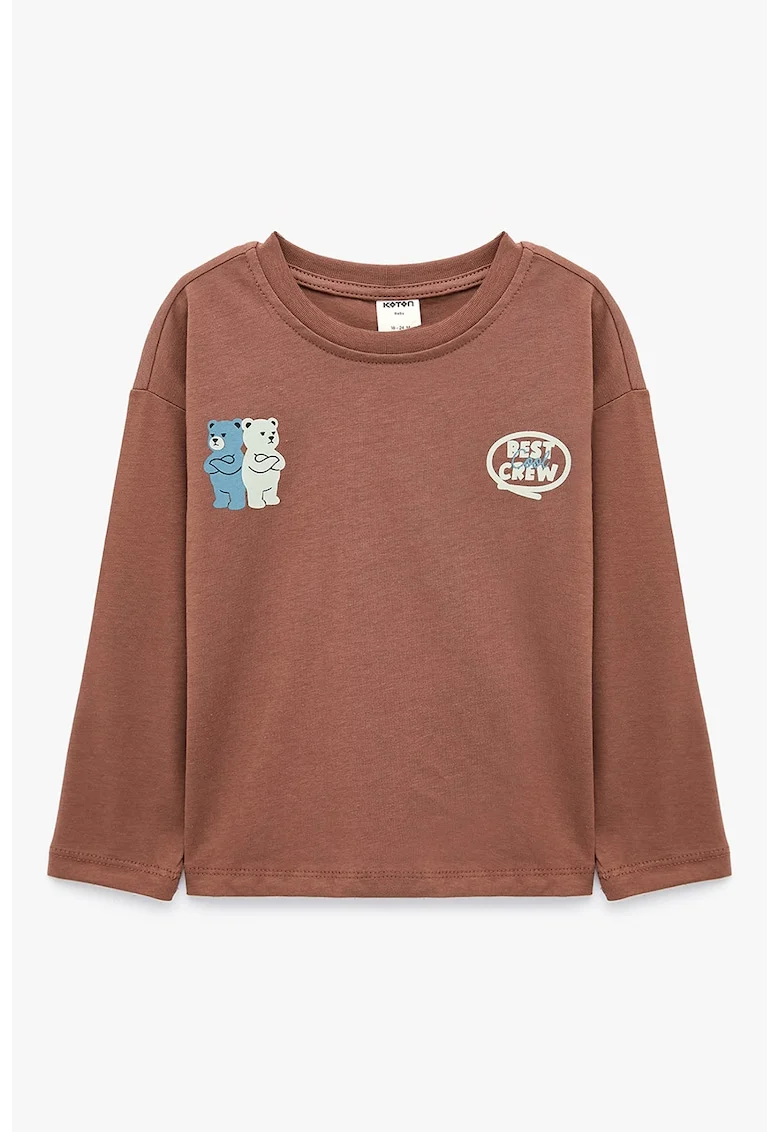 Bluza cu imprimeu cu ursulet, Maro Siena