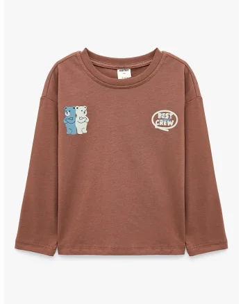 Bluza cu imprimeu cu ursulet, Maro Siena