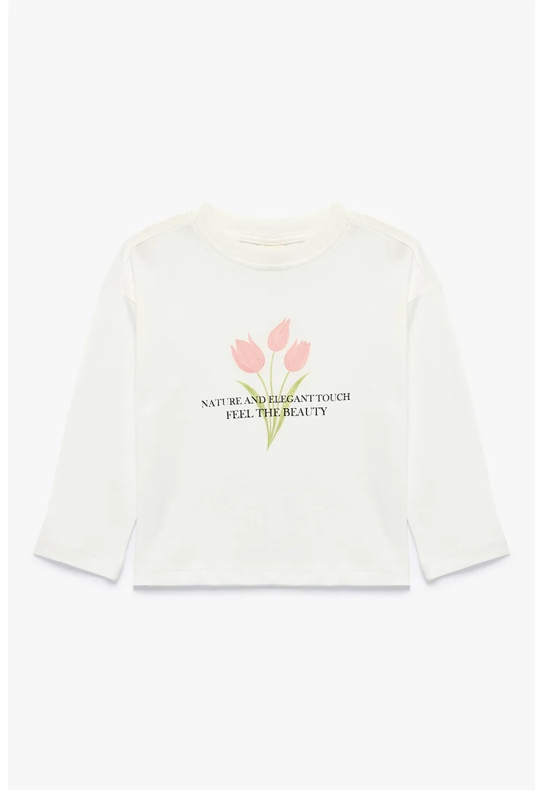 Bluza din bumbac cu imprimeu, Ecru