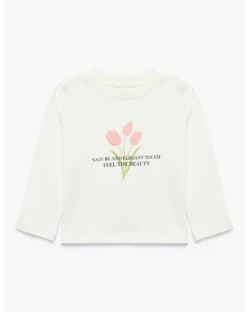 Bluza din bumbac cu imprimeu, Ecru
